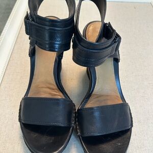 UGG Black Leather wedge Sandals